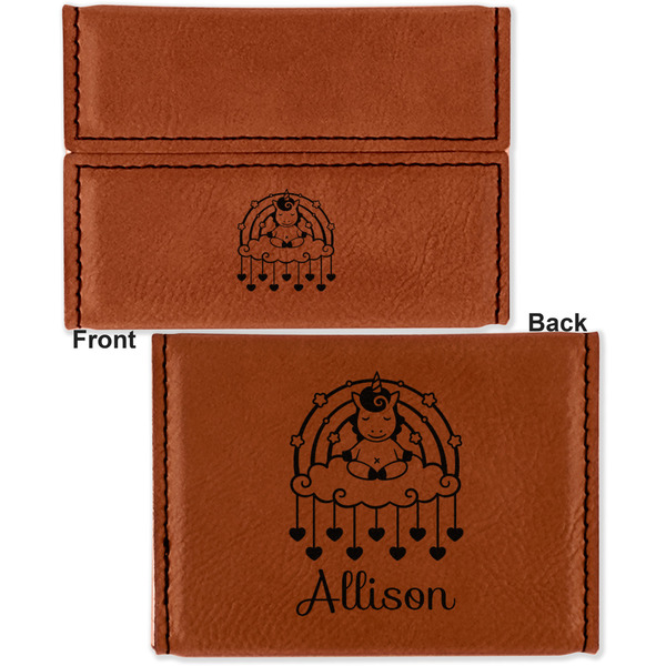 Rainbows and Unicorns Leather Business Card Holder - Front Back