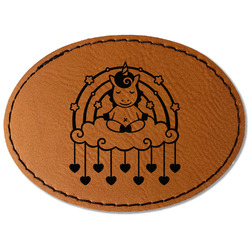 Rainbows and Unicorns Faux Leather Iron On Patch - Oval