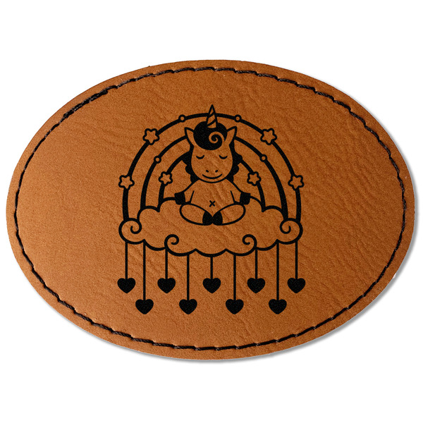 Rainbows and Unicorns Leatherette Patches - Oval
