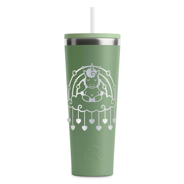Rainbows and Unicorns Light Green RTIC Everyday Tumbler - 28 oz. - Front