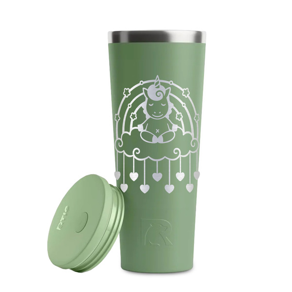 Rainbows and Unicorns Light Green RTIC Everyday Tumbler - 28 oz. - Lid Off