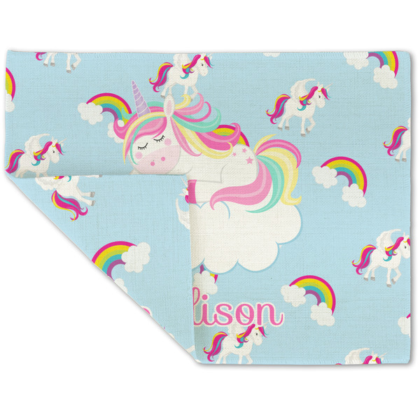 Custom Rainbows and Unicorns Double-Sided Linen Placemat - Single w/ Name or Text