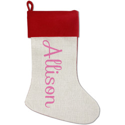 Rainbows and Unicorns Red Linen Stocking (Personalized)