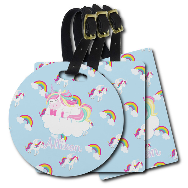 Custom Rainbows and Unicorns Plastic Luggage Tag (Personalized)