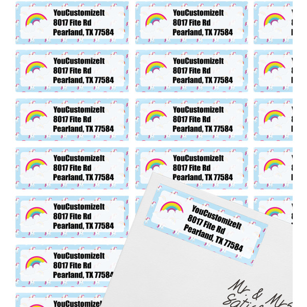 Rainbows and Unicorns Mailing Label on Envelope - Multiple Labels