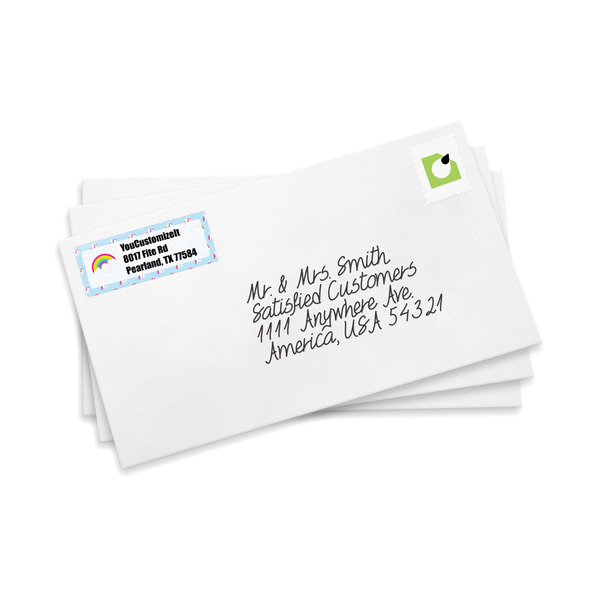 Rainbows and Unicorns Mailing Label on Envelopes