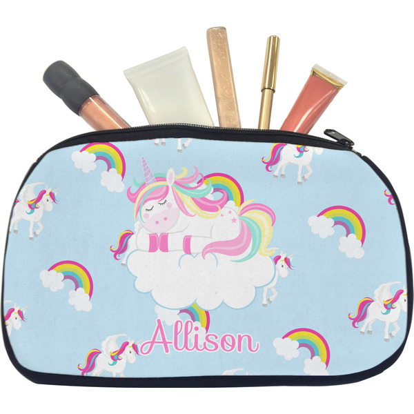 Custom Rainbows and Unicorns Makeup / Cosmetic Bag - Medium w/ Name or Text