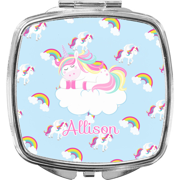 Custom Rainbows and Unicorns Compact Makeup Mirror w/ Name or Text