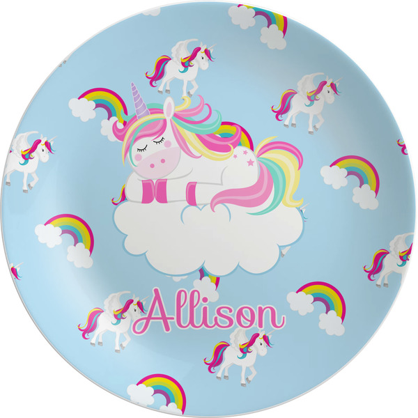 Custom Rainbows and Unicorns Melamine Plate - 10" (Personalized)