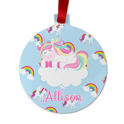 Rainbows and Unicorns Metal Ball Ornament - Double Sided w/ Name or Text