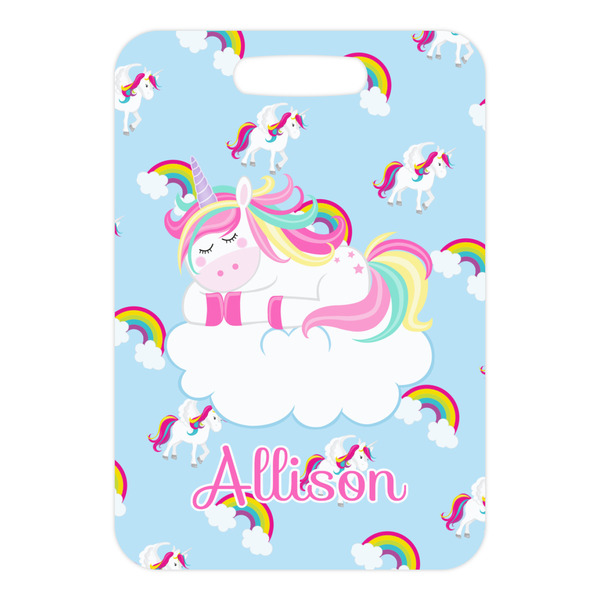 Rainbows and Unicorns Metal Luggage Tag - Front Without Strap
