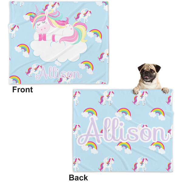 Rainbows and Unicorns Microfleece Dog Blanket - Large- Front & Back