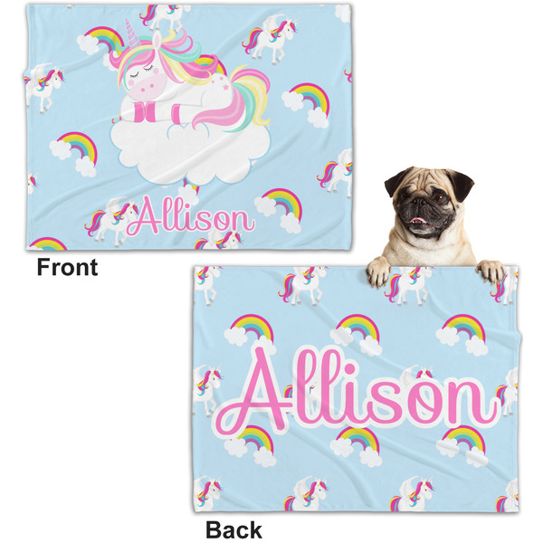 Rainbows and Unicorns Microfleece Dog Blanket - Regular - Front & Back
