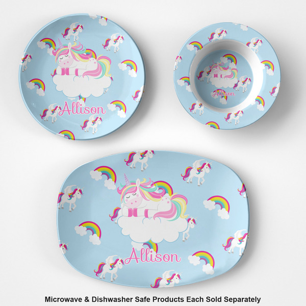 Rainbows and Unicorns Microwave & Dishwasher Safe CP Plastic Dishware - Group