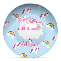 Rainbows and Unicorns Microwave Safe Plastic Plate - Composite Polymer (Personalized)