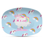 Rainbows and Unicorns Plastic Platter - Microwave & Oven Safe Composite Polymer (Personalized)