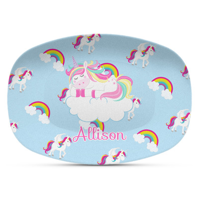 Rainbows and Unicorns Plastic Platter - Microwave & Oven Safe Composite Polymer (Personalized)