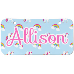 Rainbows and Unicorns Mini/Bicycle License Plate (2 Holes) (Personalized)