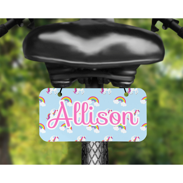 Rainbows and Unicorns Mini License Plate on Bicycle - LIFESTYLE Two holes