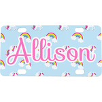 Rainbows and Unicorns Mini / Bicycle License Plate (4 Holes) (Personalized)