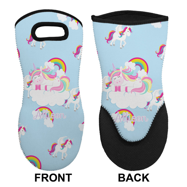 Rainbows and Unicorns Neoprene Oven Mitt (Front & Back)