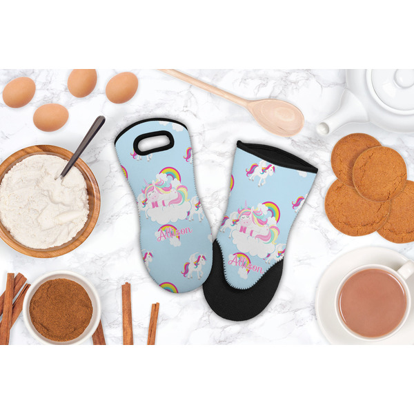 Rainbows and Unicorns Neoprene Oven Mitt - Lifestyle Image
