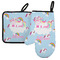 Rainbows and Unicorns Left Oven Mitt & Pot Holder Set w/ Name or Text