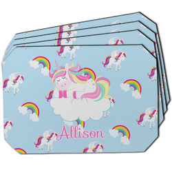 Rainbows and Unicorns Dining Table Mat - Octagon w/ Name or Text