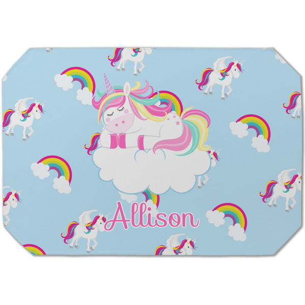 Custom Rainbows and Unicorns Dining Table Mat - Octagon (Single-Sided) w/ Name or Text
