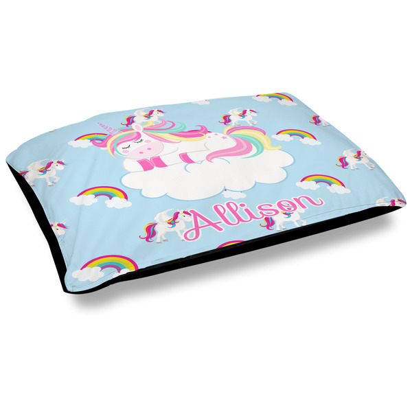 Custom Rainbows and Unicorns Outdoor Dog Bed - Large (Personalized)