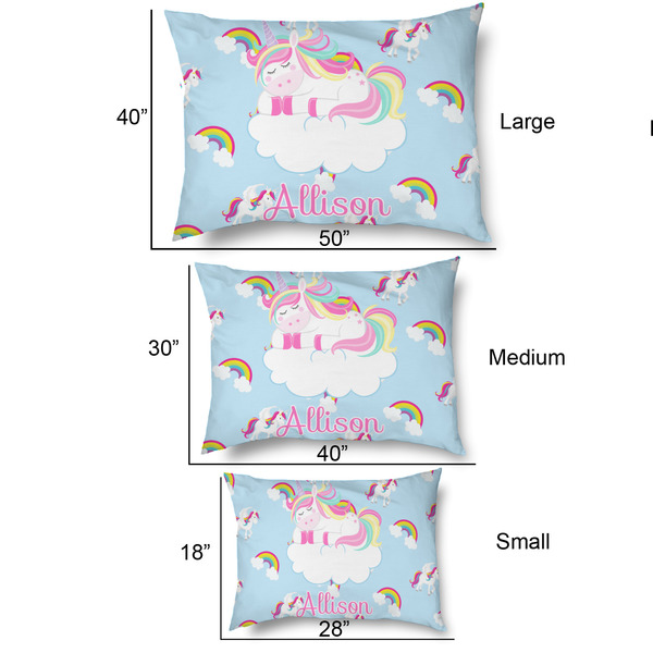 Rainbows and Unicorns Outdoor Dog Beds - SIZE CHART