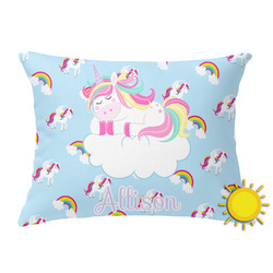 Rainbows and Unicorns Outdoor Throw Pillow (Rectangular) w/ Name or Text