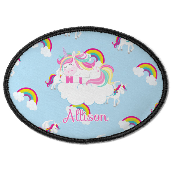 Custom Rainbows and Unicorns Iron On Oval Patch w/ Name or Text