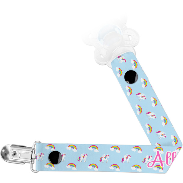 Custom Rainbows and Unicorns Pacifier Clip (Personalized)
