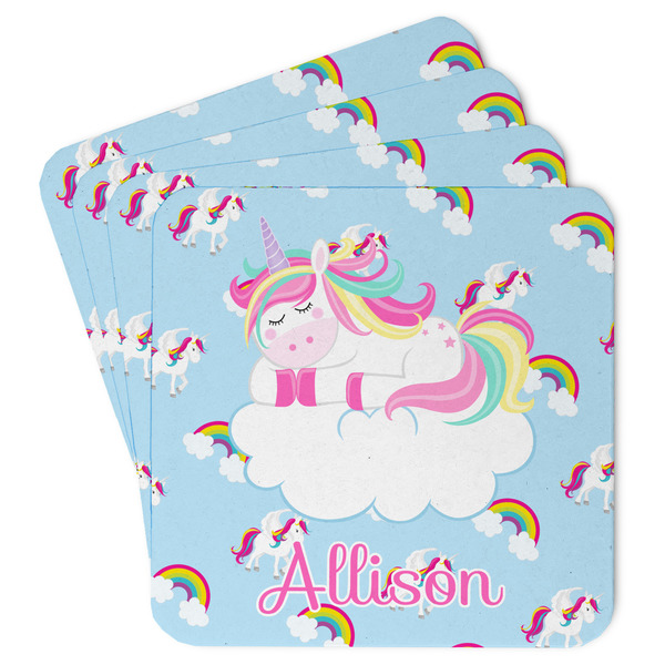 Custom Rainbows and Unicorns Paper Coasters w/ Name or Text