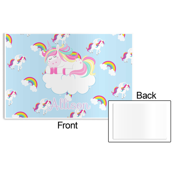 Rainbows and Unicorns Disposable Paper Placemat - Front & Back