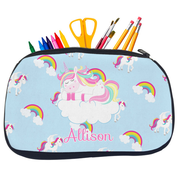 Custom Rainbows and Unicorns Neoprene Pencil Case - Medium w/ Name or Text