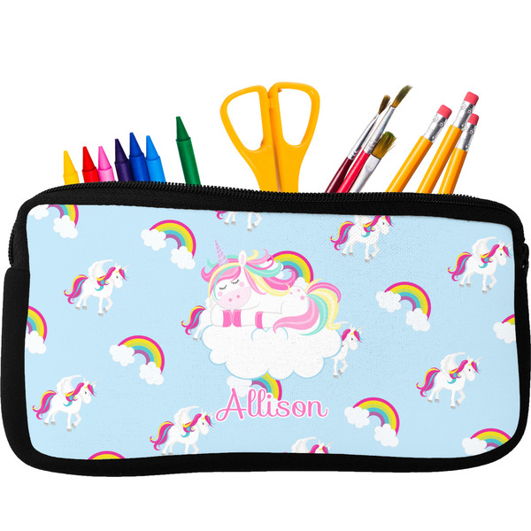 Custom Rainbows and Unicorns Neoprene Pencil Case (Personalized)