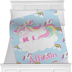 Rainbows and Unicorns Minky Blanket - Twin / Full - 80"x60" - Double Sided w/ Name or Text