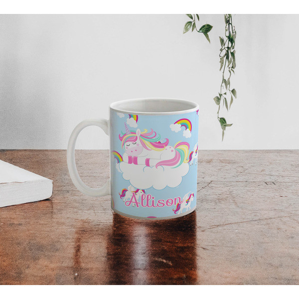 Rainbows and Unicorns Personalized Coffee Mug - Lifestyle