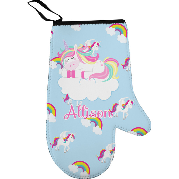 Custom Rainbows and Unicorns Right Oven Mitt w/ Name or Text