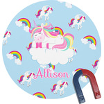 Rainbows and Unicorns Round Fridge Magnet (Personalized)