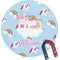 Rainbows and Unicorns Personalized Round Fridge Magnet