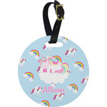 Rainbows and Unicorns Plastic Luggage Tag - Round (Personalized)