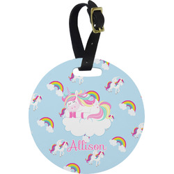 Rainbows and Unicorns Plastic Luggage Tag - Round (Personalized)