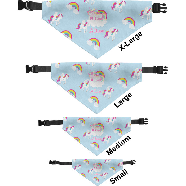 Rainbows and Unicorns Pet Bandana Sizes