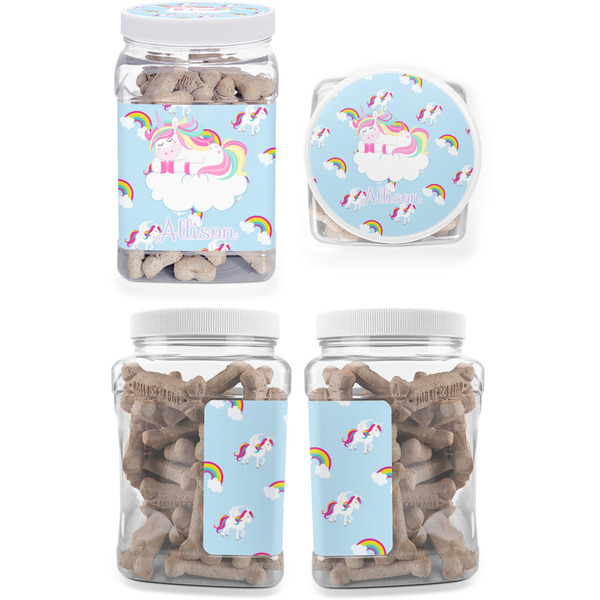 Rainbows and Unicorns Pet Treat Jar - Multiple Angles