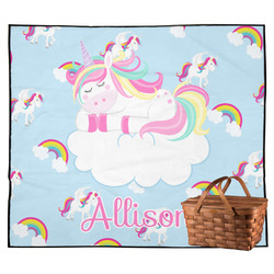 Rainbows and Unicorns Outdoor Picnic Blanket w/ Name or Text