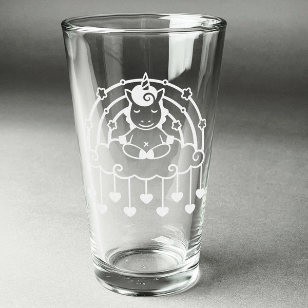 Custom Rainbows and Unicorns Pint Glass - Engraved