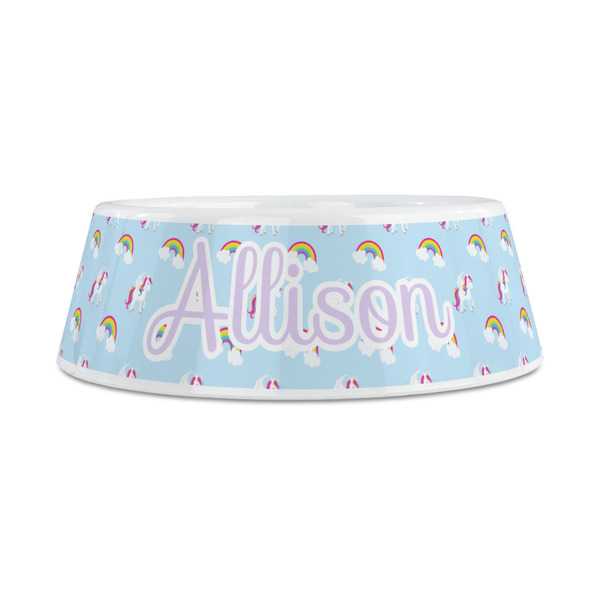 Rainbows and Unicorns Plastic Dog Bowls - Medium - FRONT